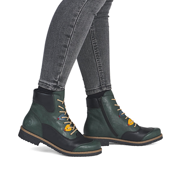 Rieker | 73510-90 Lace Up Boot | Green Multi