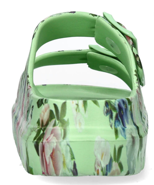 Laura Vita | Nuon -01 | Green Floral Slider Sandals