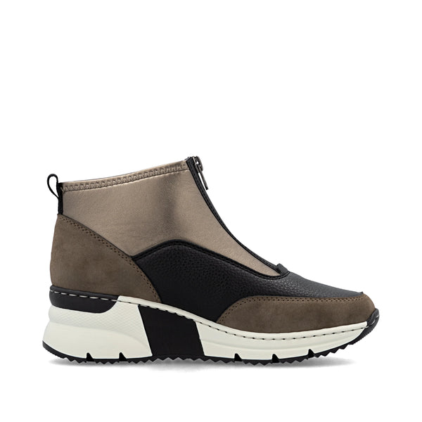 Rieker | N6352-25 Zip Front Trainer Boot | Brown Multi