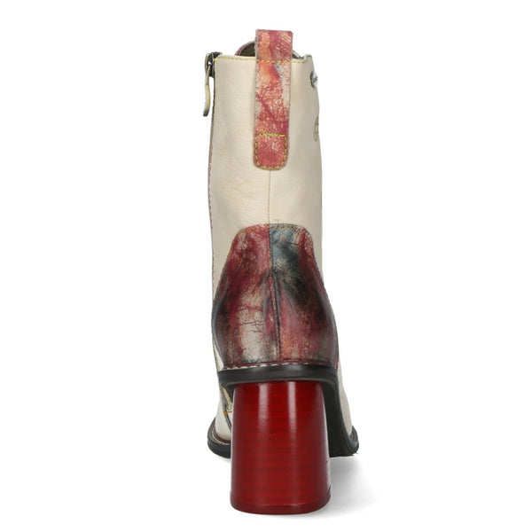 Laura Vita | Evcao 01E | Heeled Lace Up Cream / Red Boot