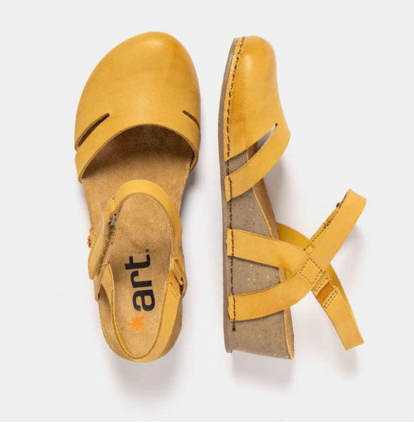 ART | I Live Roma yellow 1931| closed toe Wedge Sandal