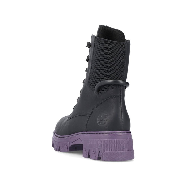 Rieker | Purple Soled Chunky Boots | 74631-01 | Black