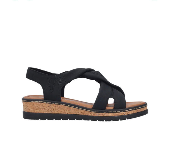 Rieker| V4161 - Black | Wedge Sandal