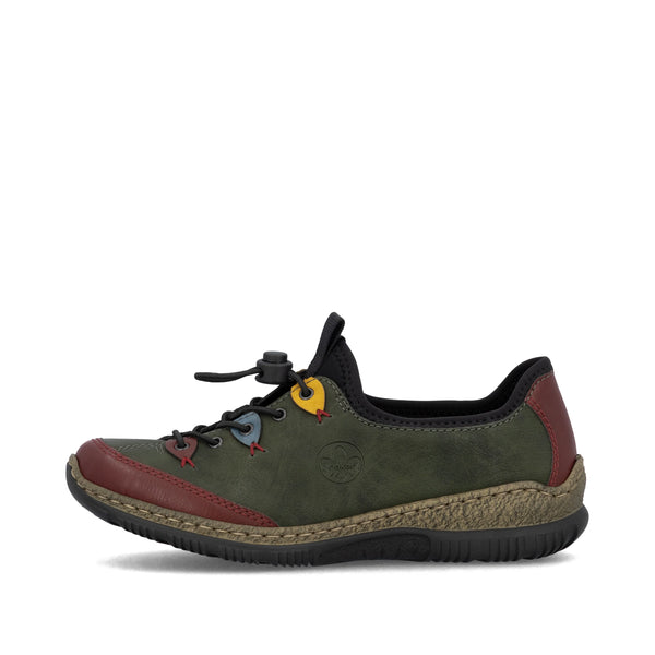 Rieker | N3271-54 Elasticated Toggle Shoe | Dark Green