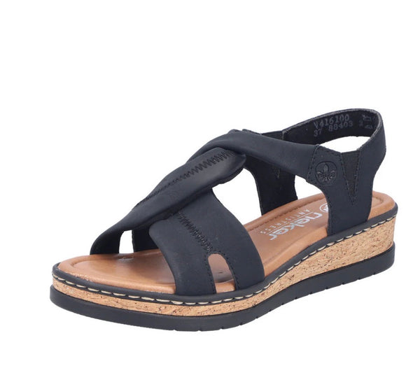 Rieker| V4161 - Black | Wedge Sandal