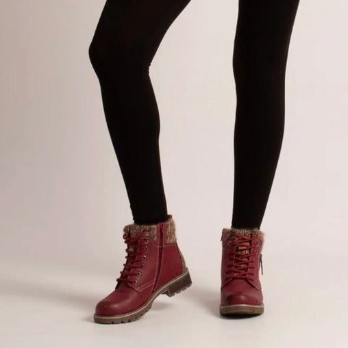 LUNAR | Millie Red Waterproof Lace Up Boot