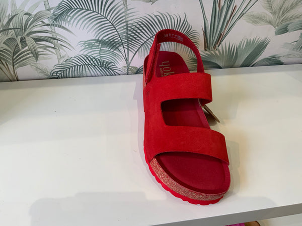 Yokono | Lanka -261 Rojo| Ankle strap Flatform Suede Sandal