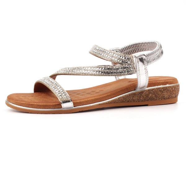 LUNAR | Jazmine Silver | Wide fit Wedge Sandal