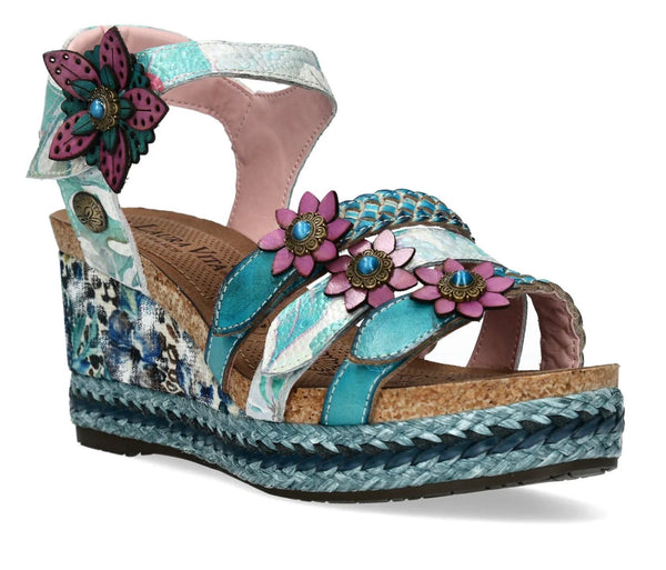 Laura Vita | Facyo-74 Blue | Wedge Sandals
