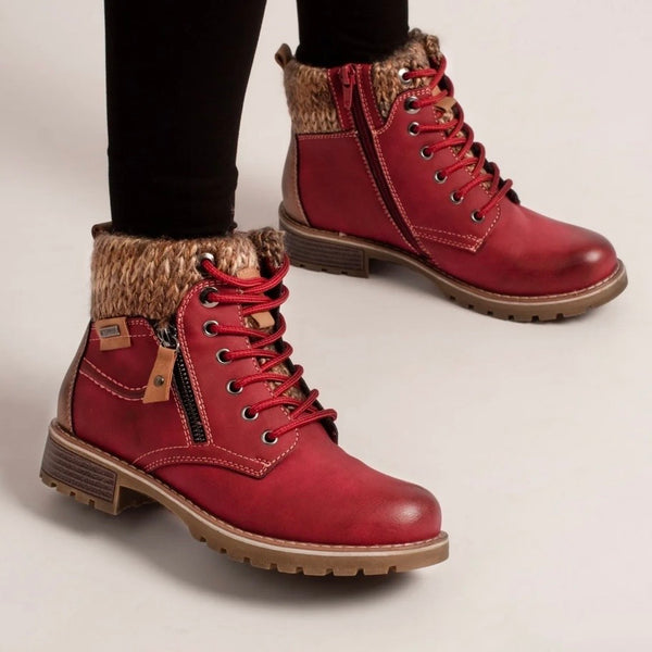 LUNAR | Millie Red Waterproof Lace Up Boot