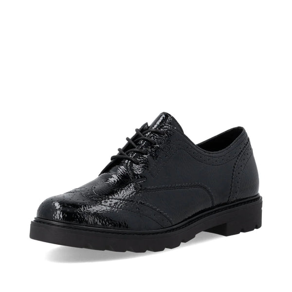 Remonte | Lace Up Patent Brogue | D2Q04-02 | Black