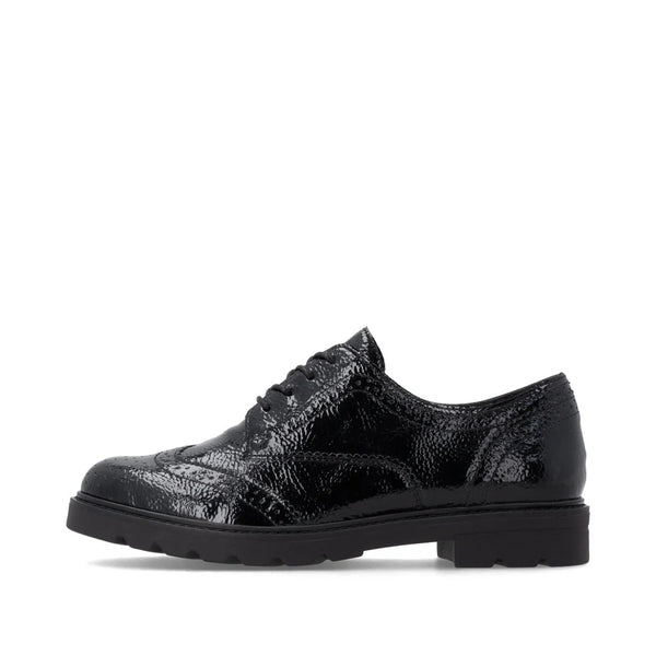 Remonte | Lace Up Patent Brogue | D2Q04-02 | Black