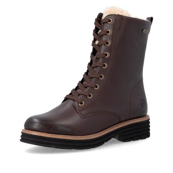 Remonte | Fur Lined Waterproof Leather Boot | D3A73-25 | Chocolate Brown