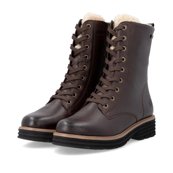 Remonte | Fur Lined Waterproof Leather Boot | D3A73-25 | Chocolate Brown