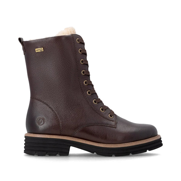 Remonte | Fur Lined Waterproof Leather Boot | D3A73-25 | Chocolate Brown