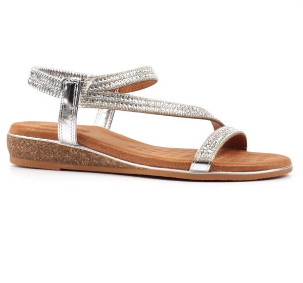 LUNAR | Jazmine Silver | Wide fit Wedge Sandal