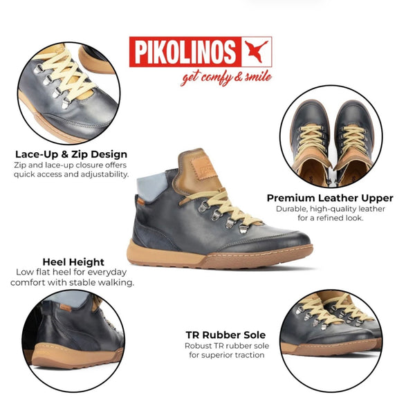 Pikolinos | Viana W7C - 8582C1 Ocean | Women’s Sporty Leather Ankle Boot