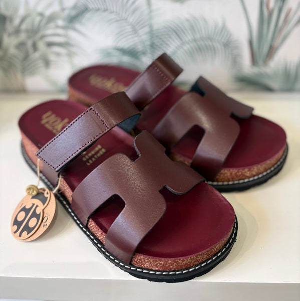 Yokono | Oca - 125 Burdeos | Wedge Leather Slider Sandal