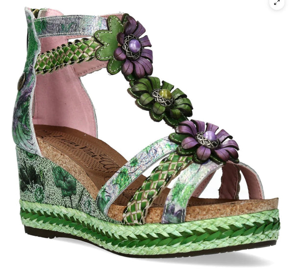 Laura Vita | Facyo - 72 Green | Wedge Sandals