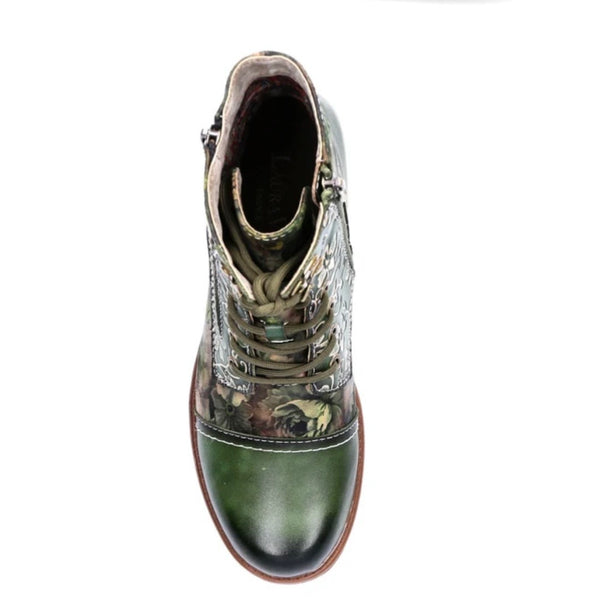 Laura Vita | Anita’s 10 - Green - F2| Laced Leather Ankle Boot