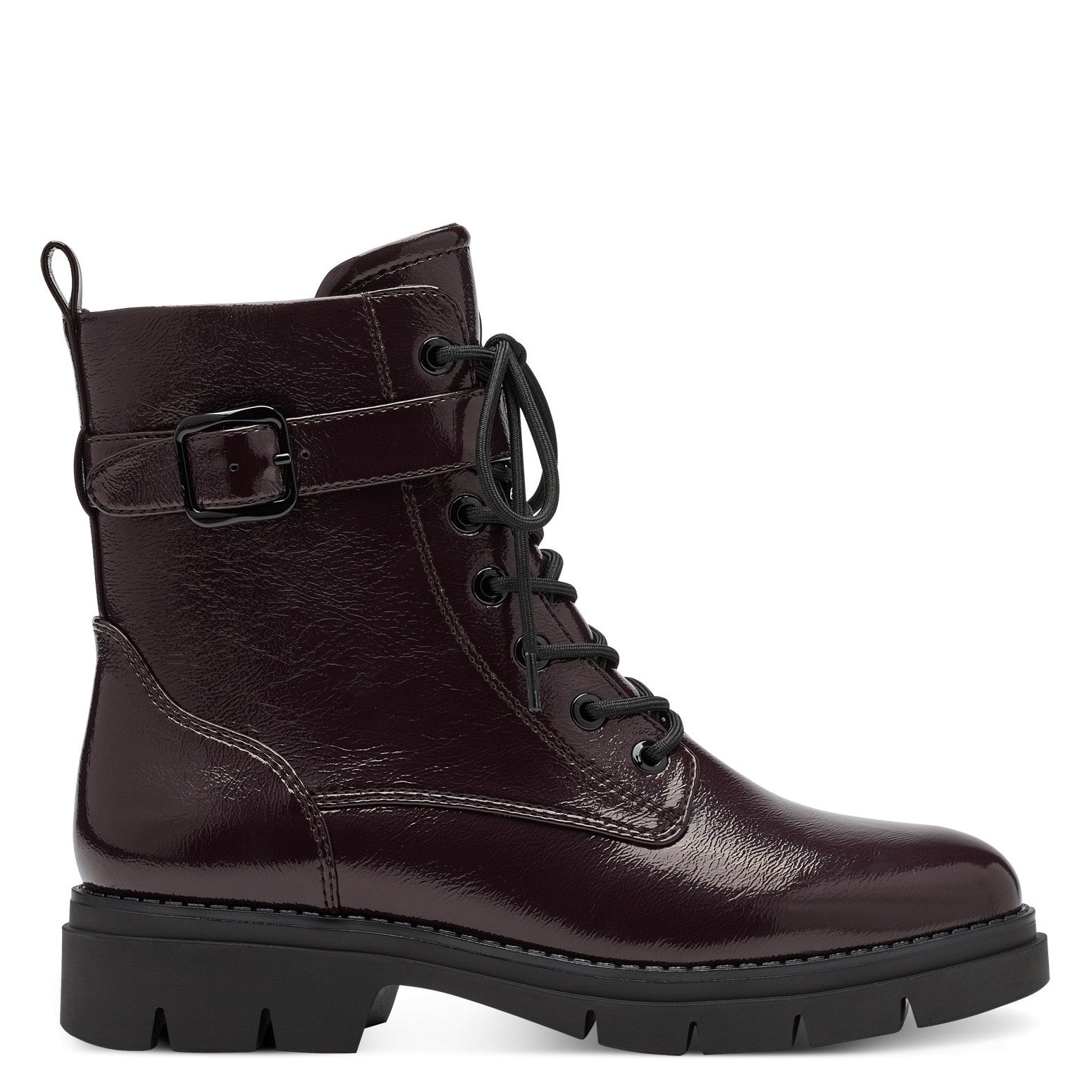 Tamaris / 25289 Chunky sole Lace up Ankle Boot / Bordeaux Patent