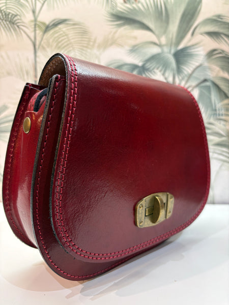 Red Cross Body Small Leather Handbag