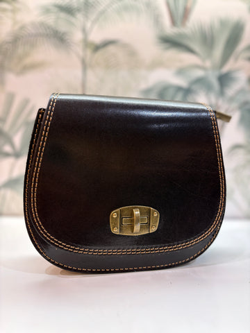 Dark Brown Cross Body Small Leather Handbag