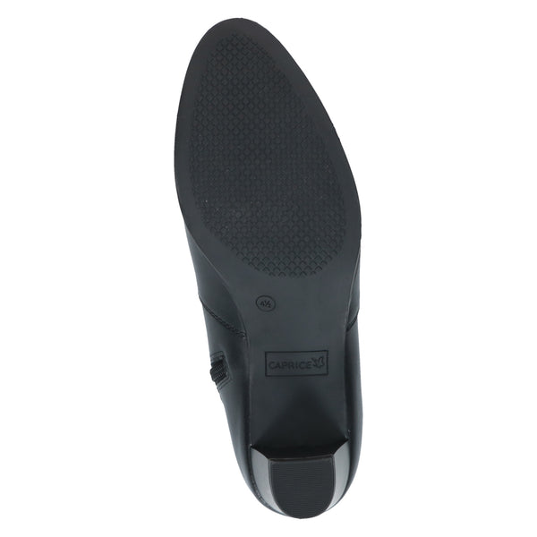 Caprice | 25513-41 Black | Women’s Long Leather Boot with Stretch Panel and side zip