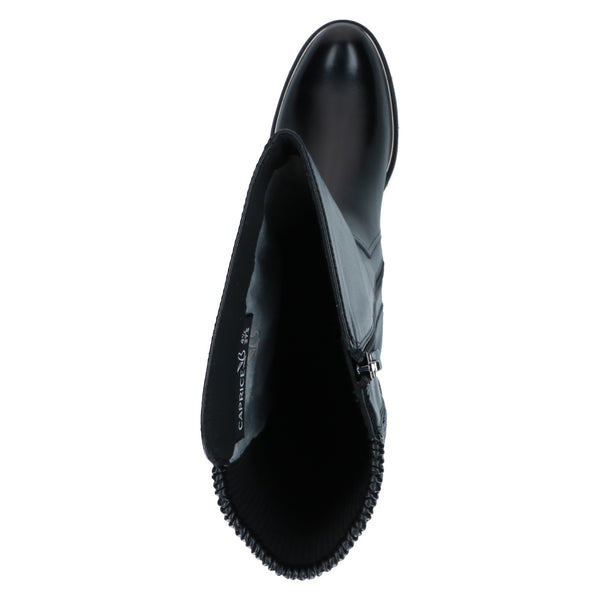 Caprice | 25513-41 Black | Women’s Long Leather Boot with Stretch Panel and side zip