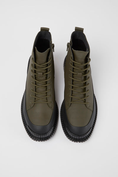 Camper | Pix Lace Up Leather Boot | Olive Green