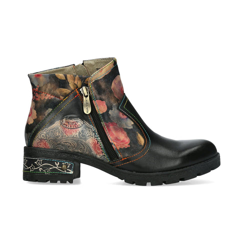 Laura Vita | Cocrailo 74 Floral Ankle Boot | Black Multi