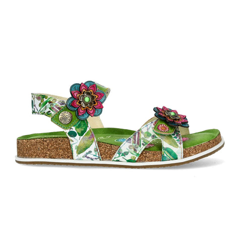Laura Vita | Brcyano 12 Floral Sandal | Green