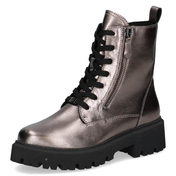 Caprice | 26229 Chunky Lace Up Ankle Boot | Taupe metallic