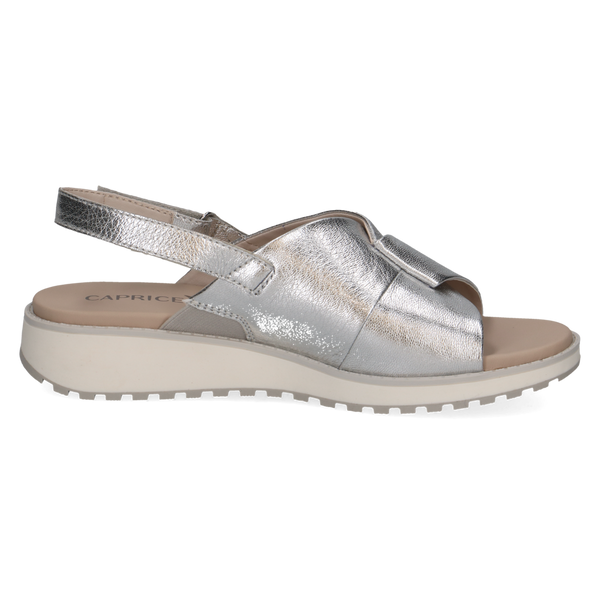 Caprice | Metallic Leather Sandal | 28703 | Silver