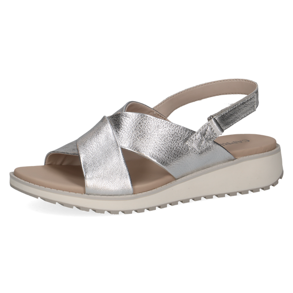 Caprice | Metallic Leather Sandal | 28703 | Silver