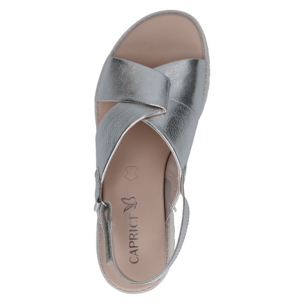 Caprice | Metallic Leather Sandal | 28703 | Silver