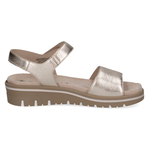 Caprice | 'H' Fit Metallic Flat Sandal | 28712 | Platinum