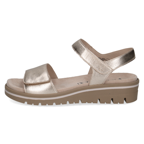 Caprice | 'H' Fit Metallic Flat Sandal | 28712 | Platinum