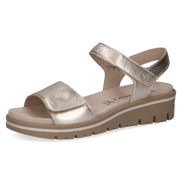 Caprice | 'H' Fit Metallic Flat Sandal | 28712 | Platinum
