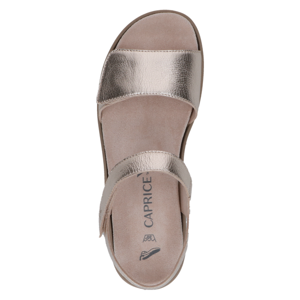 Caprice | 'H' Fit Metallic Flat Sandal | 28712 | Platinum