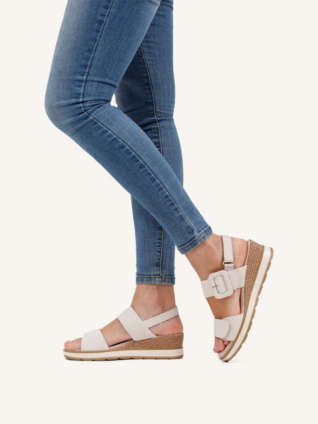 Caprice | Nubuck Wedge Sandal 28753 | Snow (Off White)