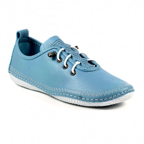 Lunar | Abbie Leather Plimsoll | Blue