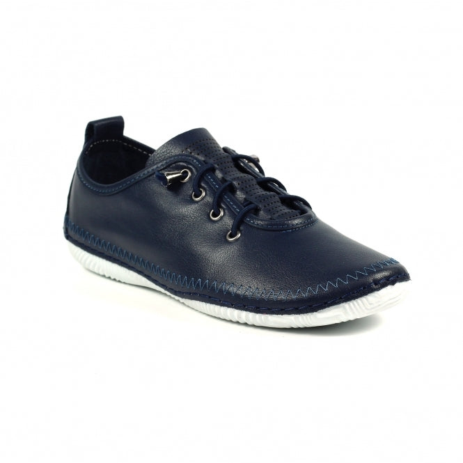 Lunar | Abbie Leather Plimsoll | Navy