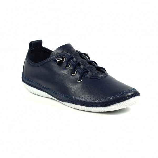 Lunar | Abbie Leather Plimsoll | Navy