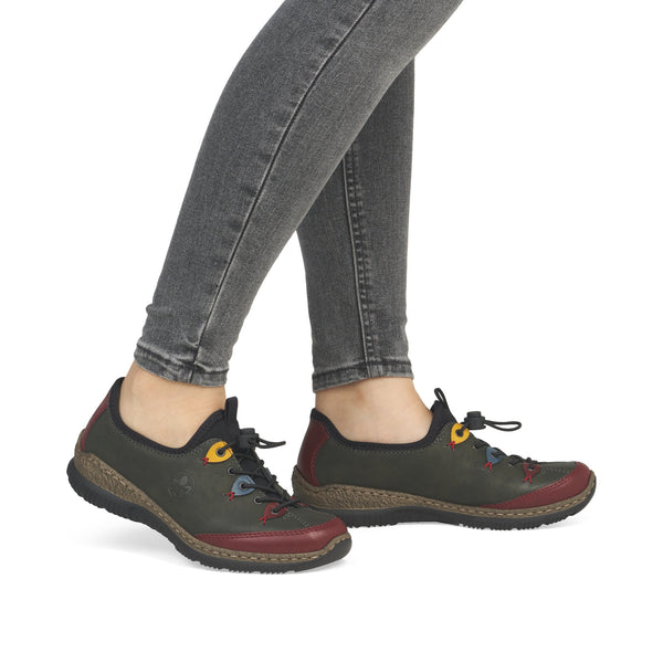 Rieker | N3271-54 Elasticated Toggle Shoe | Dark Green