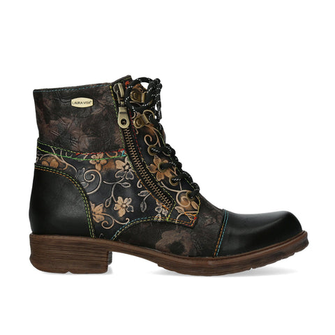 Laura Vita | Anitao 06 Embossed Leather Ankle Boot | Black Multi