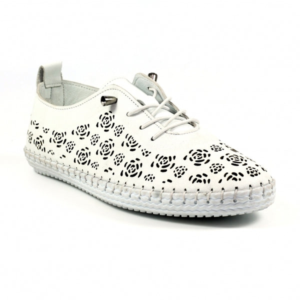 Lunar | Bamburgh Leather Plimsoll | White