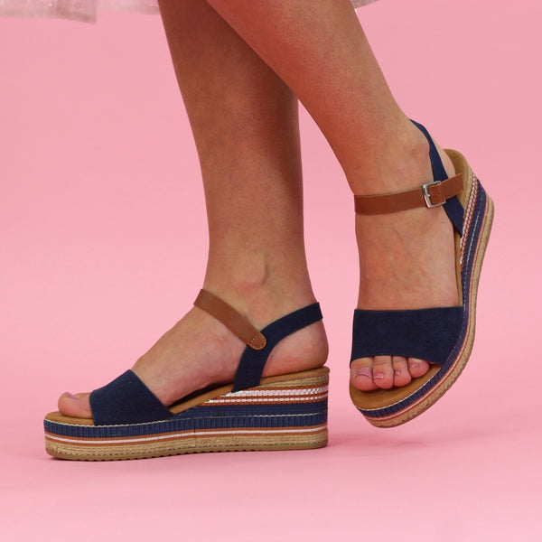 Lunar | Britt Wedge Sandal | Navy