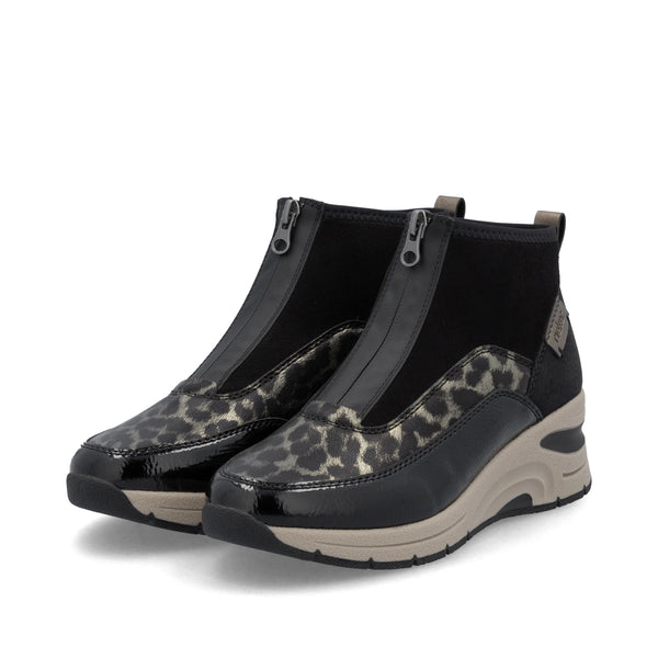 Rieker | N9362-00 Zip Front Trainer Boot | Black Multi