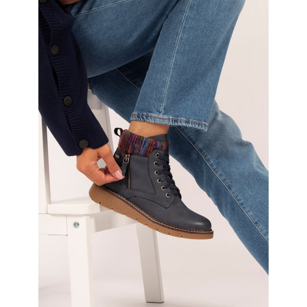 Lunar | California Wide Fit Ankle Boot | Navy